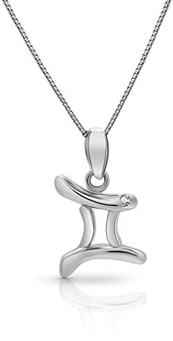 AMITSCHI® Sternzeichen-Kette aus 925 Sterling Silber - [verstellbare Sternzeichenkette für Damen] Perfekte Geschenkidee - Einzigartiges Sternzeichen Design - Zwillinge 21. Mai - 21. Juni