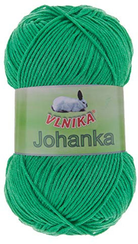 50g Strickgarn Johanka Strick-Wolle Handstrickgarn Klassikgarn Sommergarn Farbwahl, Farbe:110 grün