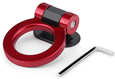 Gancio per rimorchio per auto, barra di traino ad anello tondo con trazione adesiva modificata Decorazione gancio per rimorchio universale(Rosso)