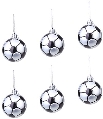 TOYANDONA 6 Stücke Christbaumschmuck Weihnachtskugeln Fußball Baumschmuck Christbaumkugeln Kunststoff Weihnachten hängen Ornament Sport Thema Weihnachtsdeko für Sportlieber