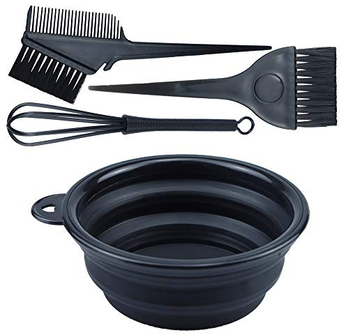 KOENWEENI 4PCS Hair Dye Kit Includes Hair Tinting Bowl Dyeing Brushes Sharp Tail Comb Mixer for DIY Hair Coloring Beauty Salon Tools Set