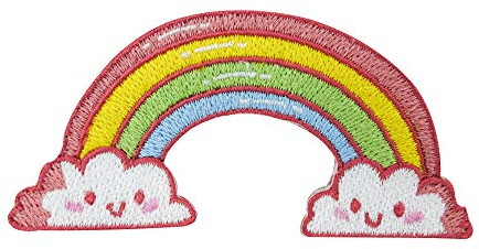 Finally Home Regenbogen in den Wolken Patch zum Aufbügeln - Rainbow | Motiv für Kinder & Erwachsene: Süßer Regenbogen, Pride & Cute Vintage Jeansjacken. Als Bügelbild für Tasche & Jacke.