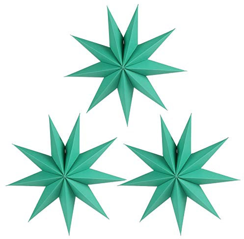3 Stück 9 Sternpapier Papiersterne Weihnachten 30cm Rot Papiersterne Faltsterne Aufhängen Dekoration für Tischdeko Weihnachten Zimmer Hochzeit Geburtstag (Dunkelgrün-3)