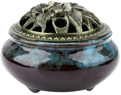 Brûleur d'encens Dragon en céramique Brûleurs d'encens Dragon Cascade sereine Brûleur d'encens Backflow Porte-brûleur d'encens(Sapphire blue)