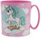 Tazza Bicchiere in plastica 350ml per Microonde con manico Bambini colazione BPA-free (Unicorno Bambina)