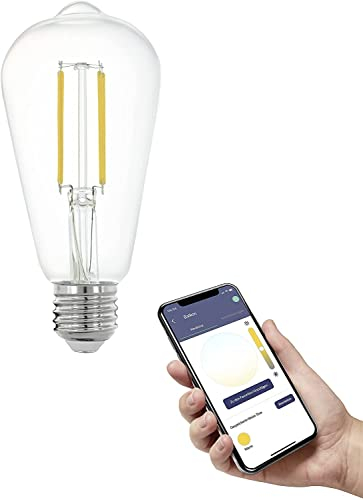 EGLO connect.z Smart-Home LED Leuchtmittel E27, ST64, ZigBee, App und Sprachsteuerung Alexa, dimmbar, warmweiß, 806 Lumen, 6 Watt, Vintage-Glühbirne klar
