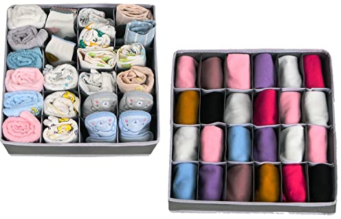 Anayra Drawer Organiser Divider - Foldable Storage Bins for Socks, Tie, Shirts - Collapsible Drawer Organisers for Home/Office, wardrobe Closet Organizers (Pack of 2)