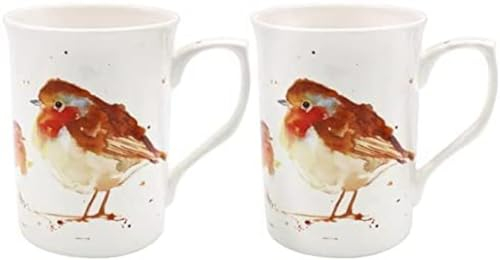 lesser and pavey LP52714 Ceramic Mug | Winter Robins design | Set of 2, Multicolor