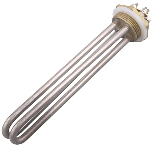 DERNORD 48 V 1500 W DC Tauchwasserheizelement Heizelement aus Edelstahl mit 1-1/4-Zoll-BSP-Messinggewindeanschluss, Doppel-U-Typ