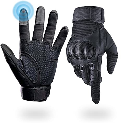 Liovoras Tactical Gloves for Men, Shooting & Motorcycle Gloves with Hard Shell Knuckle Protection & Leather Palm for Airsoft Motorcycle Cycling Paintball Sports Climbing Training Hunting