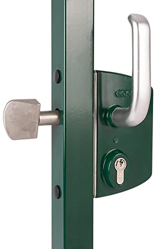 LOCINOX Schiebetorschloss LSKZ Hoftorschloss, Torschloss, Schloss für Schiebetore | Pulverbeschichtet | Edelstahlmechanismus (RAL6005 - Moosgrün, Rahmenbreite 120x120 mm)