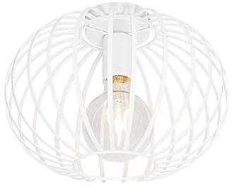 Qazqa - Design Design-Deckenleuchte I Deckenlampe I Lampe I Leuchte weiß 30 cm - Johanna I Wohnzimmer I Schlafzimmer - Stahl Rund - LED geeignet E27