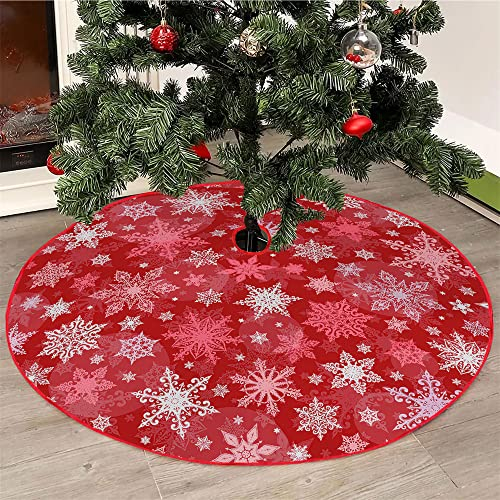 Mateju Weihnachtsbaum Rock Weihnachtsbaumdecke Groß Tannenbaum Unterlage Rund Christbaumdecke Christbaumständer Teppich Baumdecke für Weihnachtsdeko Neujahr Party (Weiß,120cm)