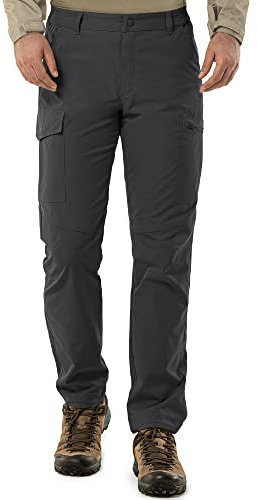 33,000ft Wanderhose Herren Wetterfest Outdoorhose Atmungsaktiv Cargohose Trekkinghose Winddichte Arbeitshose Männer Funktionshose mit 6 Taschen für Outdoor Reisen Camping Grau 34W/32L