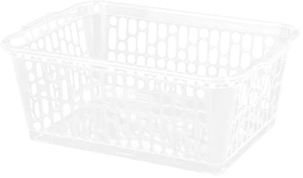 Rectangular Plastic Storage Basket | Small, Medium & Large Handy Basket With Handles | Cupboard, Office, Bathroom, Kitchen, School, Under Shelf Storage Home Tidy Open Storage Bins (LARGE, CLEAR)