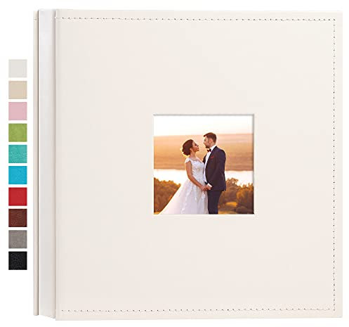 potricher Kleines Fotoalbum, 10,2 x 15,2 cm, 200 Fotos, Ledereinband, Bilderbuch mit 200 horizontalen Taschen für Familie, Hochzeitstag und Baby, Weiß