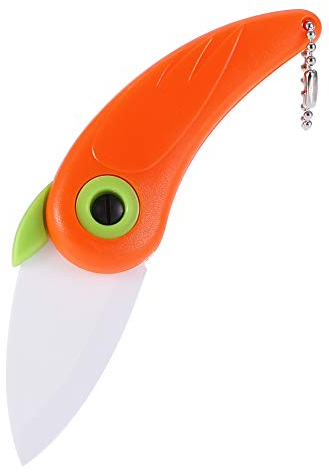 Joyzan Mini Couteau Office Pliant Céramique, Outil Coupe Précision Lame Cuisine Compacte Ultra Tranchante éplucher Fromage Légume Fruit Bird Poche Manche ABS Oiseau Poignée Pliante Couteaux