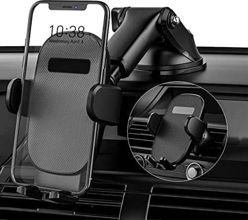 CGZZ Car Phone Mount Holder, Car Phone Holder,for Dashboard Windshield Air Vent, Adjustable Arm, Twist-lock Clip and Strong Suction Cup, Compatible iPhone 12 13 14 Pro etc.