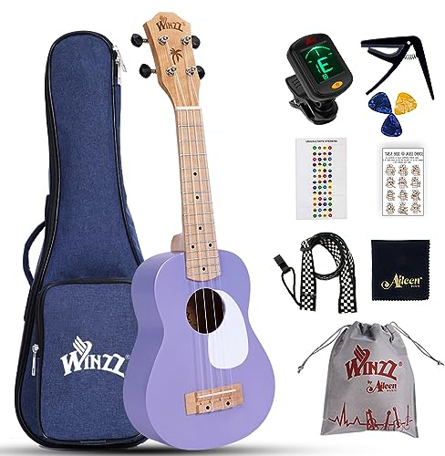 Winzz Ukulele soprano per bambini per adulti e bambini, 53 cm, colore viola