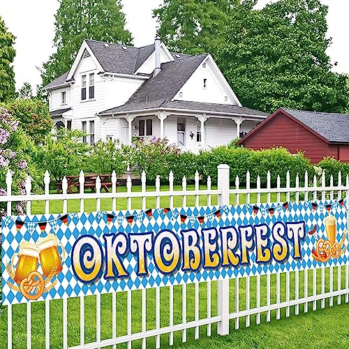Oktoberfest Banner Deko Oktoberfest Outdoor Party Bierfest Dekoration Girlande Dekoration Bayrisch Wiesn Oktoberfestdeko blau mit Bayerisches Oktoberfestdeko für Oktoberfestparty 50 x 300cm