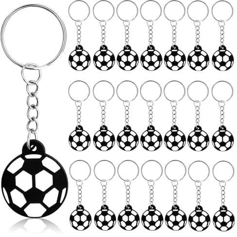 CAASFOOY 20 Pezzi Portachiavi da calcio, Portachiavi per Feste di Calcio, Portachiavi Pallone Calcio, Portachiavi da Calcio Mini Portachiavi Calcio Bomboniere Silicone
