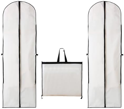 Custodia Porta Abiti Lungo für Vestiario: 60 x 180cm 2 Pezzi Borsa Porta Abiti Lungo con Maniglia - Antipolvere Custodie Abiti da Viaggio für Camicie Gonne Abiti Cappotti