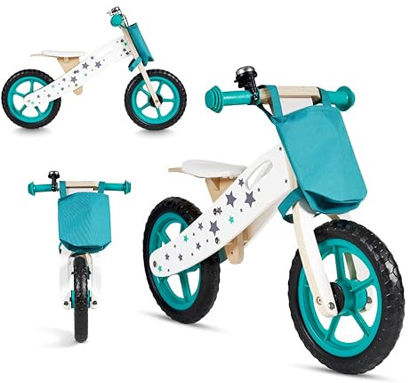 Buddy Baby • Bicicleta sin Pedales Bike • Desde 3 años • Asiento Regulable 30‑44 cm • Manillar antivuelco • Ruedas Espuma antipinchazos • Asa Transporte • con Timbre • Bolsa de Tela Delantera