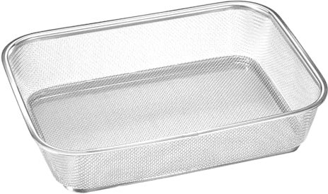 IMIKEYA Sieb Edelstahl Küche Siebkorb 304 Edelstahl Sieb Rechteckiges Fein Mehlsieb 34x25x8 cm Küchensieb Obst Abtropfsieb für Getreide, Bohnen, Obst und Gemüse