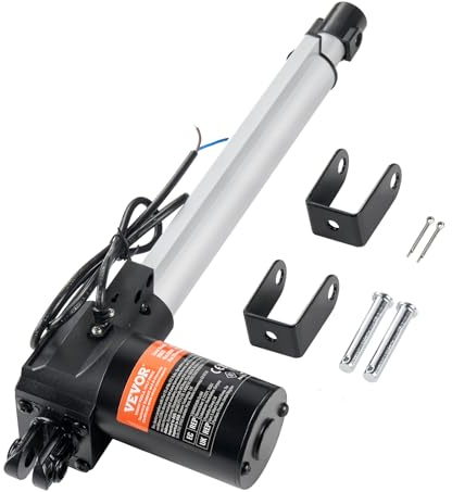 VEVOR Attuatore lineare 12V, Attuatore lineare da 10 pollici 1320lbs/6000N, Attuatore di movimento lineare da 0,19/s con staffa di montaggio e protezione IP44 per porte elettriche navi da carico