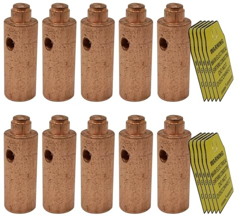 Copper Ground Rod Clamp with Electrical Tag, Loose-proof Ground Connector Lock by Hammer for Grounding Rod and Wire Connection for 5/8'' actual 14.2mm O.D Ground Rod (10)