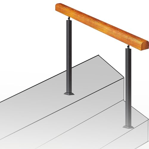 Geländer Treppe Außen Handlauf Holz Halterung für Innen Treppe Pool/Aussen Treppengeländer Eingangsgeländer mit Verstellbare Pfosten Aus Schwarzem Schmiedeeisen (x2) (Size : 100cm/40)