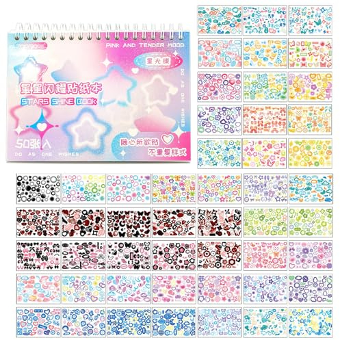 Ruzister Scrapbook-Aufkleber, süße Schmetterlinge, Sterne, Herz-Aufkleber, Kpop-Fotokarten, selbstklebend, koreanische Schleifen, Bänder, Aufkleber für Kinder