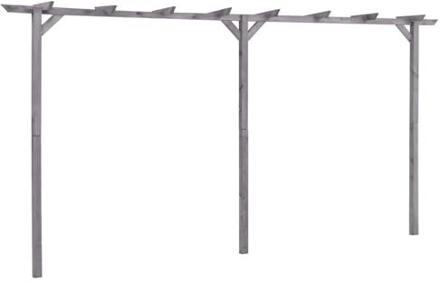 Mengtu Pergola in Legno di Pino Impregnato, Grigio, 400x40x205 cm, Rettangolare, Resistente alla Muffa, 3 Pali, Assemblaggio Richiesto