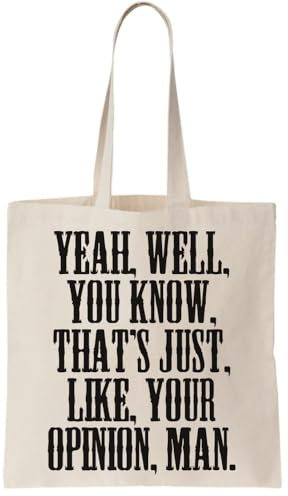 Functon+ The Dude Your Opinion Man Western Style Canvas Tote Bag Natural, beige