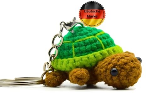 KEYSPACE Schlüsselanhänger Schildkröte Samu - liebevoll handgemacht gehäkelte Kuscheltiere Amigurumi - Süßes Schildkröte Kuscheltier - Mini Häkeltiere - Schildkröte Anhänger