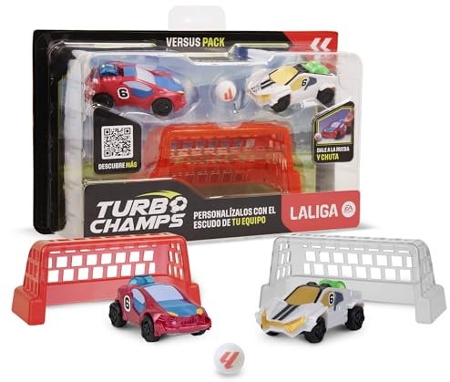 TURBO CHAMPS LaLiga Azul Grana vs Blanco, la Pasión por el Fútbol se Fusiona con la Emoción de los Coches, Compite con tu Equipo, Juguete para Niños y Niñas de 3 Años en Adelante