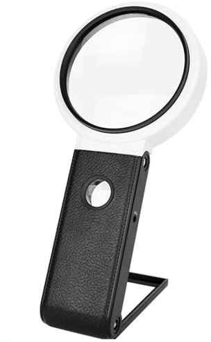 6-fache 25-fache Lupe mit Licht und Ständer, faltbare Schreibtisch- und Handlupe mit 8 LED-UV-Lichtern zum Lesen, Makuladegeneration, Schmuck, Münzen und Antikbewertung, Schwarz