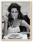 iHery Kunstdruck auf Leinwand, Motiv Italienische Frau, die Pasta isst, Natureiche, 30,5 x 40,6 cm, hochwertige Leinwand, Vintage-Stil, Dame isst Spaghetti, Schwarz-Weiß-Druck, Retro-Sophia Loren,