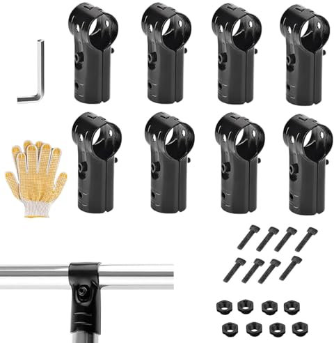 T Pipe Clamps, T Link Post Clamps, Stainless Clamps, Chain Link Fence Post Bracket, 8X T Pipe Clamps Set with Hex Key and Gloves, 1 Inch Stainless Steel Clamps for Chain Link Fence Posts