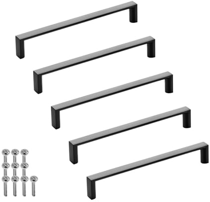 SOTECH 5 Stück Möbelgriffe BLACKLINE XI BA 160 mm schwarz matt | (Länge 167 mm, Breite 12 mm, Höhe 27 mm) Design Aluminium Küchengriff