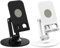 IKOPFLN Lot de 2 supports de téléphone rotatifs à 360°, support de téléphone pliable, accessoires de téléphone, support de téléphone réglable, adapté à tous les smartphones (noir et blanc)