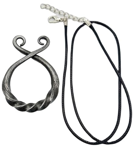 CRAFTOMATIK Damast Stahl Amulett | Handgefertigt Wikinger Anhänger | Mittelalter Keltischer Medaillon | Ring Form | HFA17