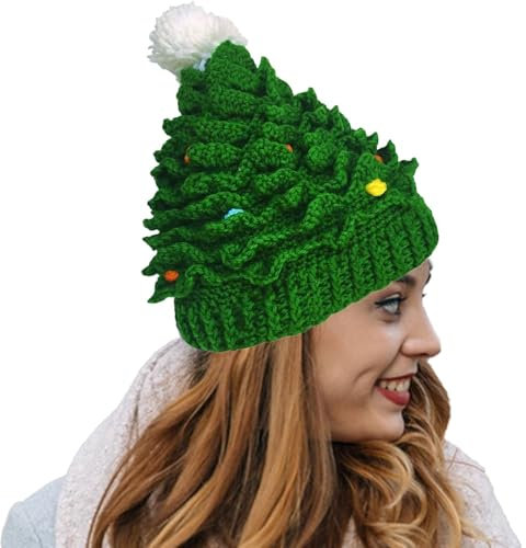 Genérico Gorro De Punto De Árbol De Navidad,Gorros De Navidad Verdes - Gorros de invierno Gorro de Papá Noel,Gorro de punto Gorro navideño, Gorro cálido para árbol de Navidad, Rellenos de medias