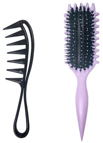 Ruayia Zahnkämme + Hai Zahnkamm Frauen, Breiter Zahnkamm Kit für Männer Haarstyling Salon, Strähnenkamm Wide Tooth Comb, Lockenbürste Lockenkamm Grobzinkiger - Violett