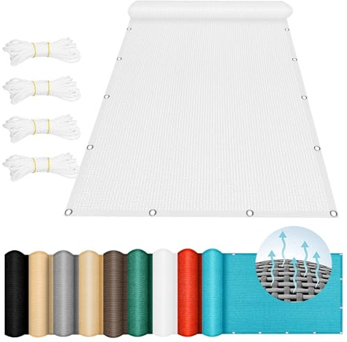 Voile d'ombrage Bord Droit 260 x 270 cm, Hdpe, Respirant, Perméable, Anti-Déchirure, Filet d'ombrage Rectangulaire pour Balcon Terrasse Exterieur Patio Piscine, Blanc