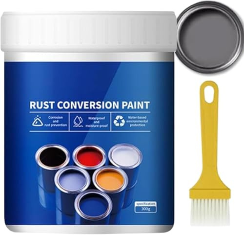 Godemmio Qidaxia Peinture de conversion de rouille, peinture convertisseur de rouille résistante aux intempéries pour métal, agent de conversion métallique à base d'eau, durable (gris)