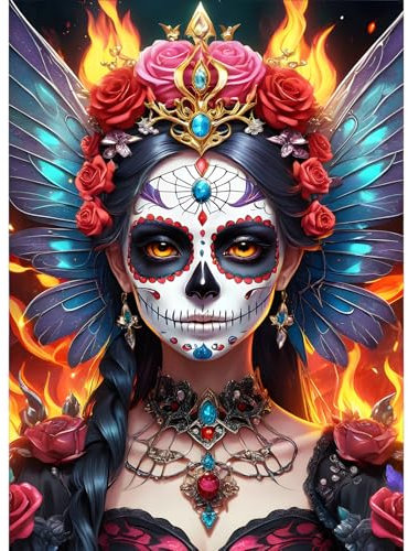 GDYEEH Horror Diamond Painting Erwachsene, 5D Mädchen Diamant Kunst Bilder Anfänger, DIY Runder Vollbohrer Blumen Diamanten Malerei Stickerei Kreuzstich Geschenke Home Wand Dekor 30x40 cm