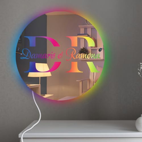 Beliver Personalisierte Name Spiegel Benutzerdefinierte LED with Name Light Up Spiegel Weihnachten Geburtstag Geschenke für Freunde Liebhaber
