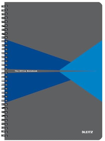 Leitz Office Collegeblock A4 kariert, Notizbuch mit Spiralbindung, Kartoneinband, 360 Grad Öffnung, 180 Seiten/90 Blatt FSC-zertifiziertes Papier (80 g/m²), für Büro & Schule, Blau, 46471035