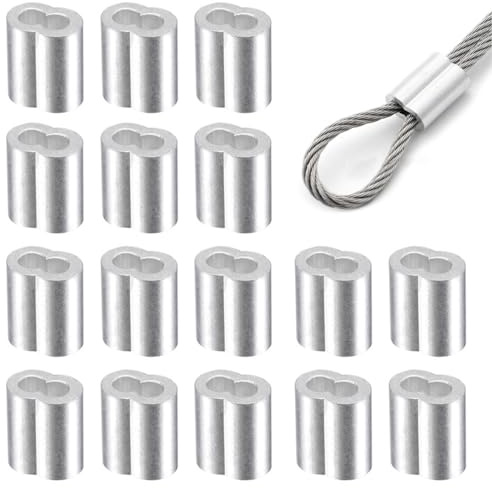 Seilklemme, 50 Stück Seilklemmen 6mm, Aluminium Pressklemmen Crimpschlaufe, Aluminiumhülsen Alu Klemme Drahtseilklemme, Quetschhülsen Pressklemmen für Gummiseil